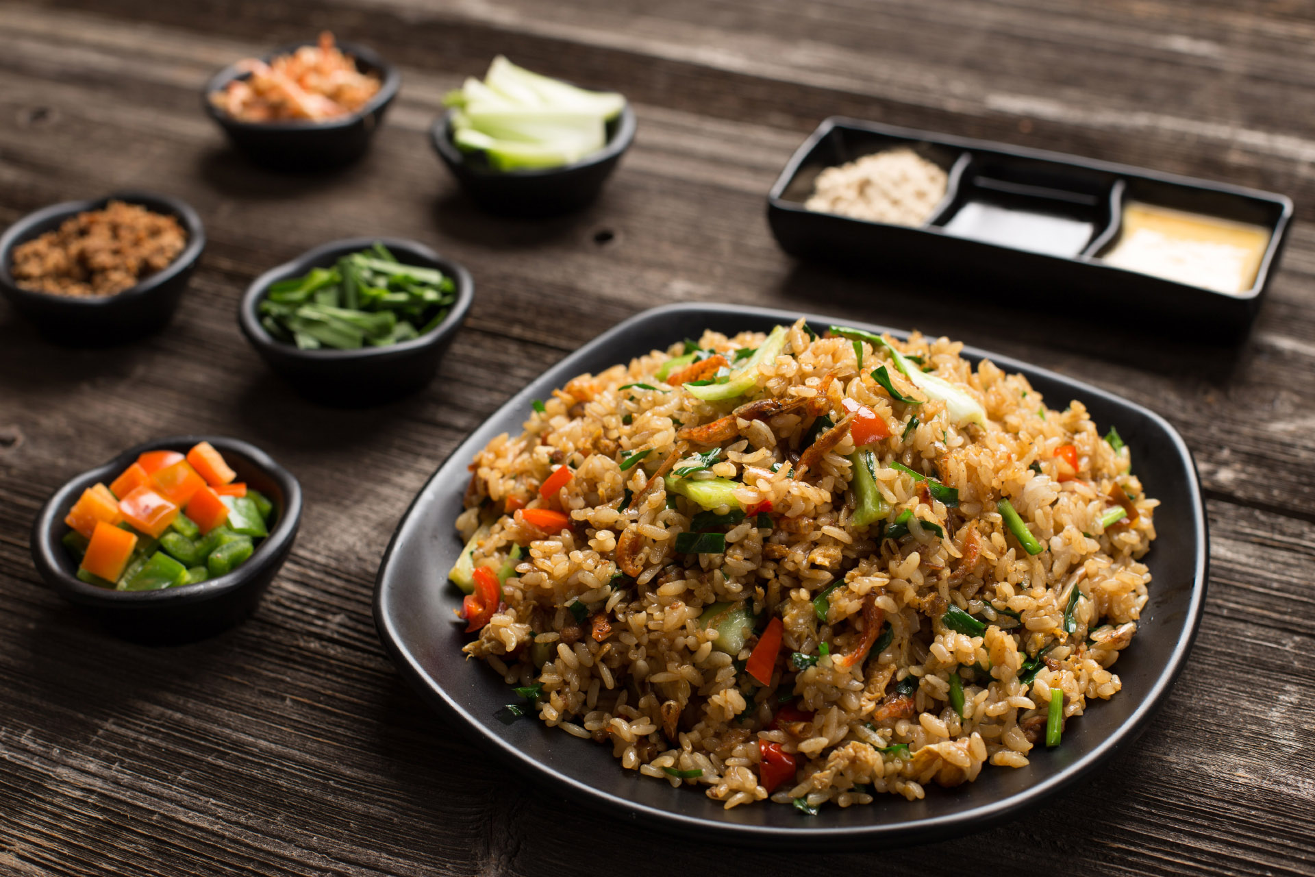 Fried,Rice,In,Plate,On,Table,In,Restaurant fried rice in plate on table in restaurant